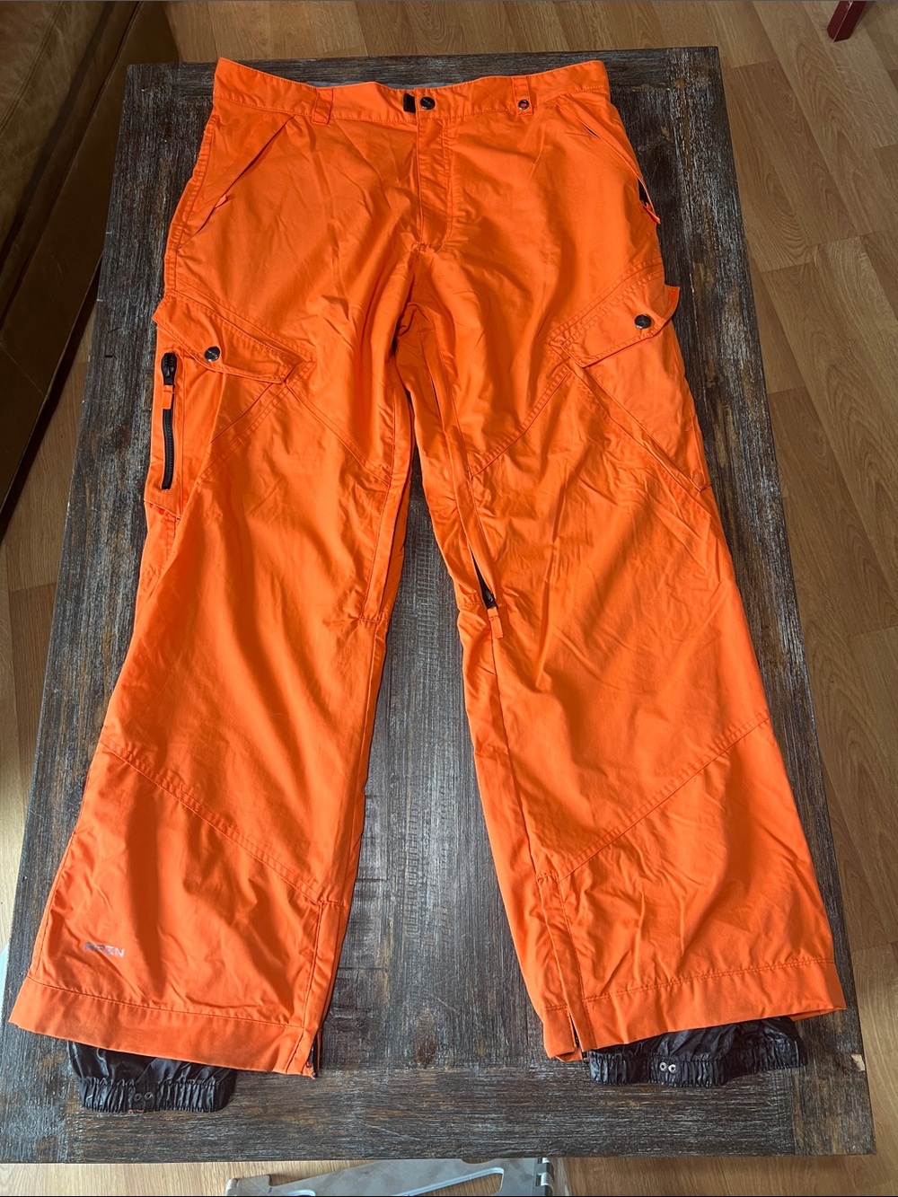 Men's Bright Orange Cargo Snowboarding Skiing Pants